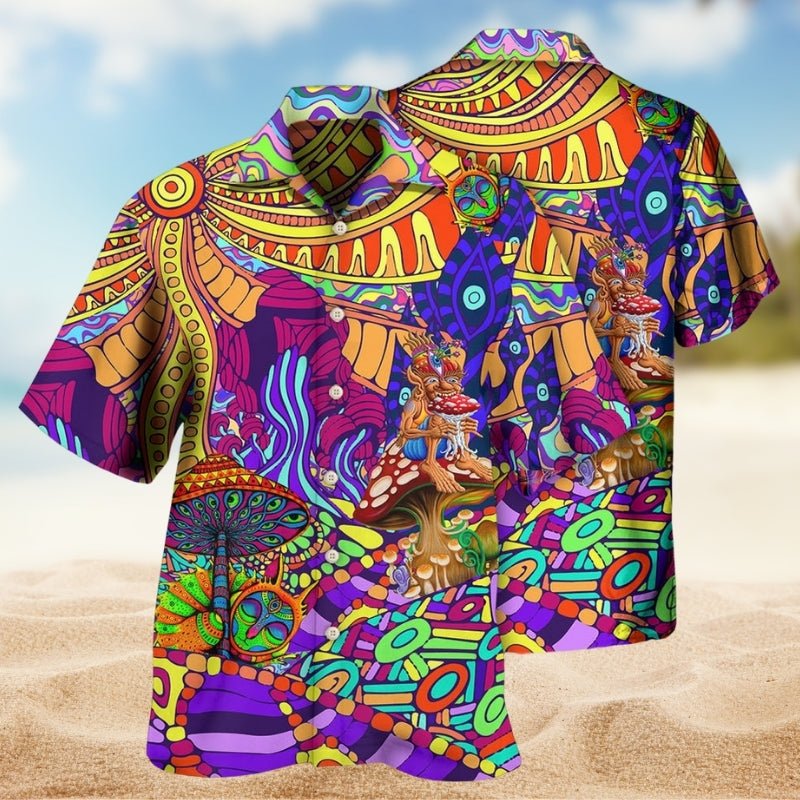Hippie Peace Hawaiian Shirt For Warm Weather Outing And Island Inspired Style