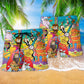 Bohemian Peace Music Beach Shorts Pattern Detail For Seaside Leisure And Lightweight Summer Style