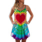Hippie Peaceful Butterfly Heart V-Neck Sleeveless Cami Dress For Music Festivals And Thoughtful Boho Gifting