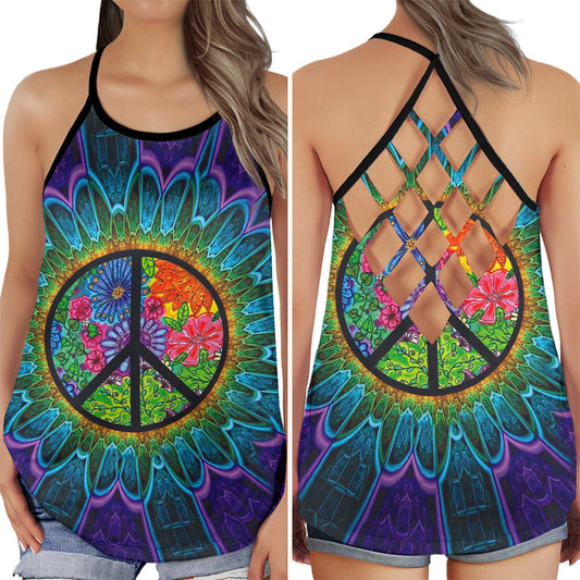 Hippie Awakening Peaceful Mind Hollow Tank Top For Yoga Workouts And Festival Wear