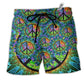 Hippie Peaceful Life Color Hawaiian Print Beach Shorts For Sunny Getaways And Casual Coastal Wear