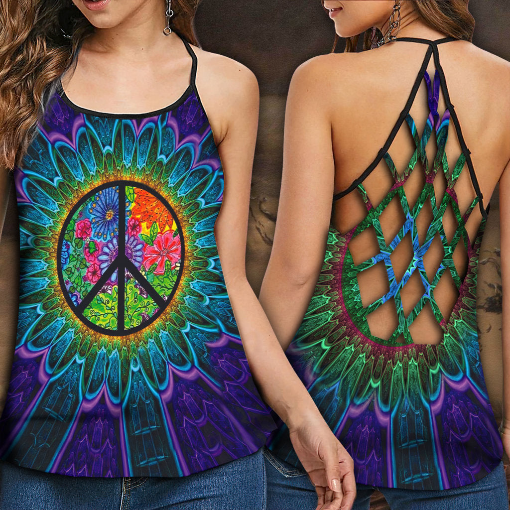 Hippie Peaceful Stunning Hollow Tank Top For Yoga Workouts And Festival Wear