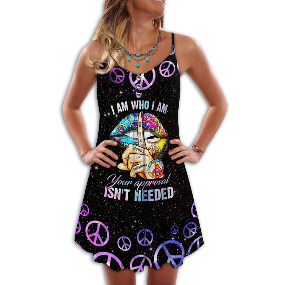 Hippie Peaceful I Am V-Neck Sleeveless Cami Dress For Creative Events And Casual Warm Weather Wear