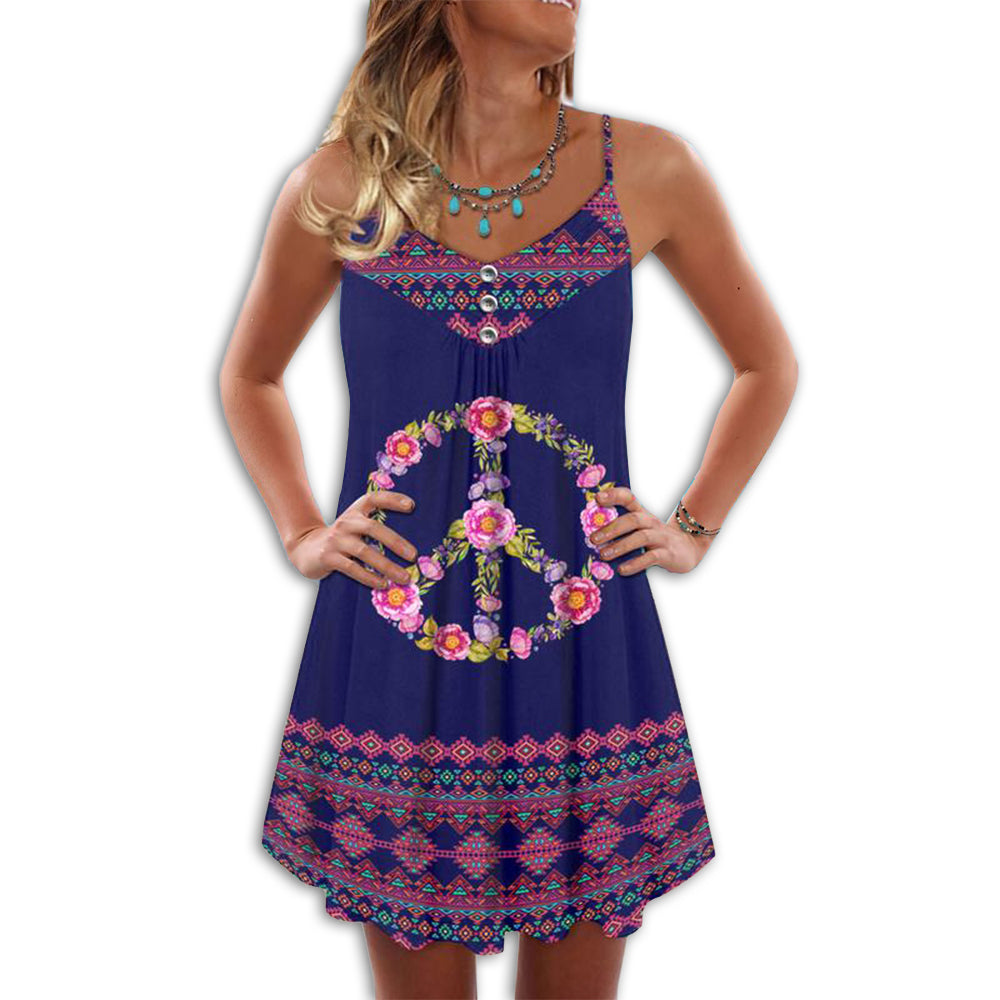 Hippie Peaceful Purple V-Neck Sleeveless Cami Dress For Boho Festivals And Relaxed Summer Style