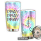 Hippie Pray Faith Tie Dye Personalized 20 Oz Tumbler For Coffee Travel And Daily Drinks