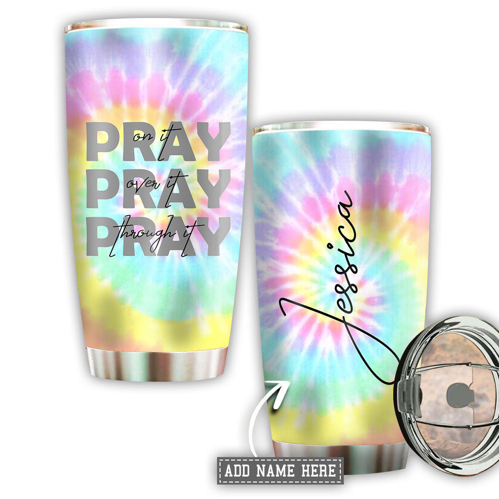 Hippie Pray Faith Tie Dye Personalized 20 Oz Tumbler For Coffee Travel And Daily Drinks