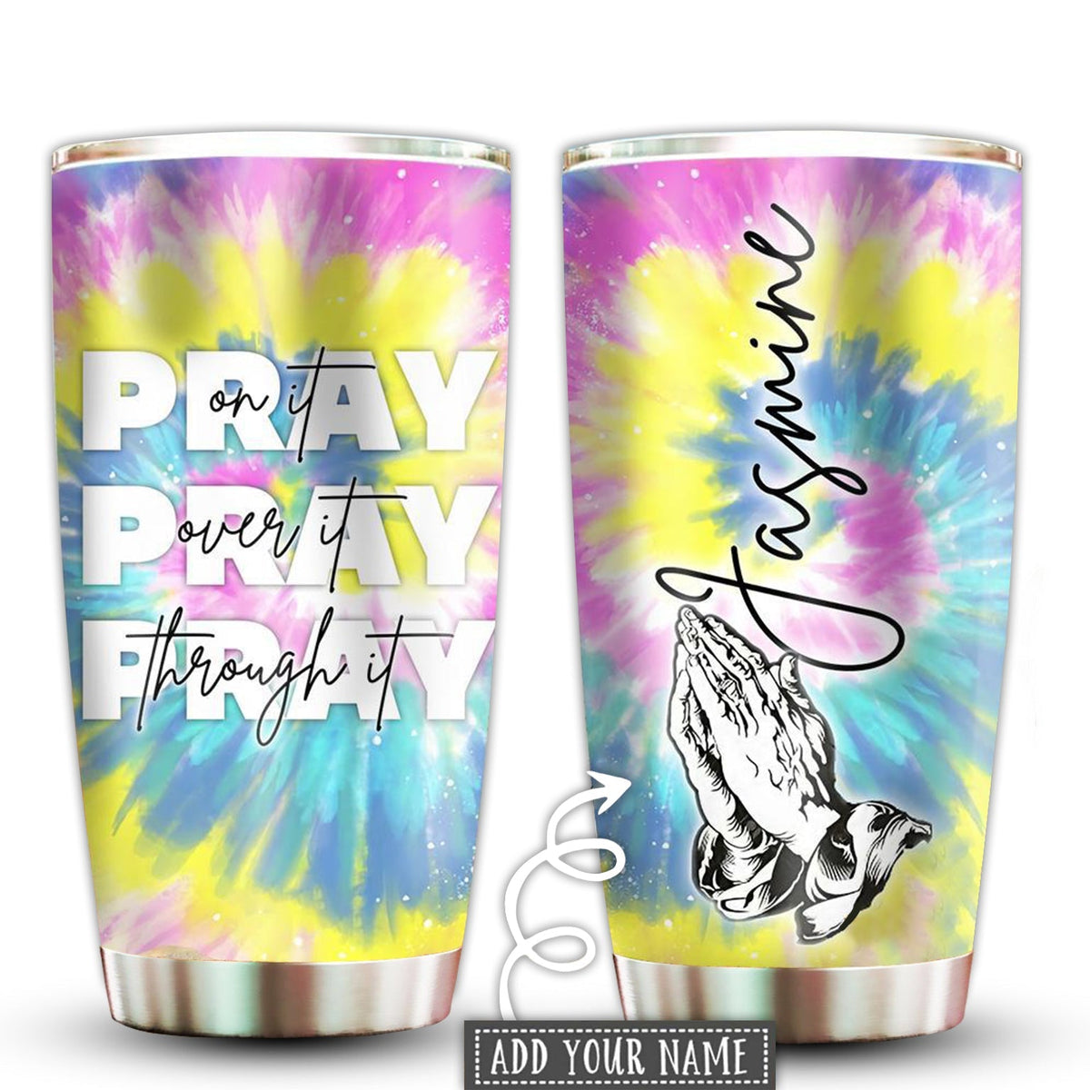 Hippie Pray On It Personalized 20 Oz Tumbler For Coffee Travel And Daily Drinks