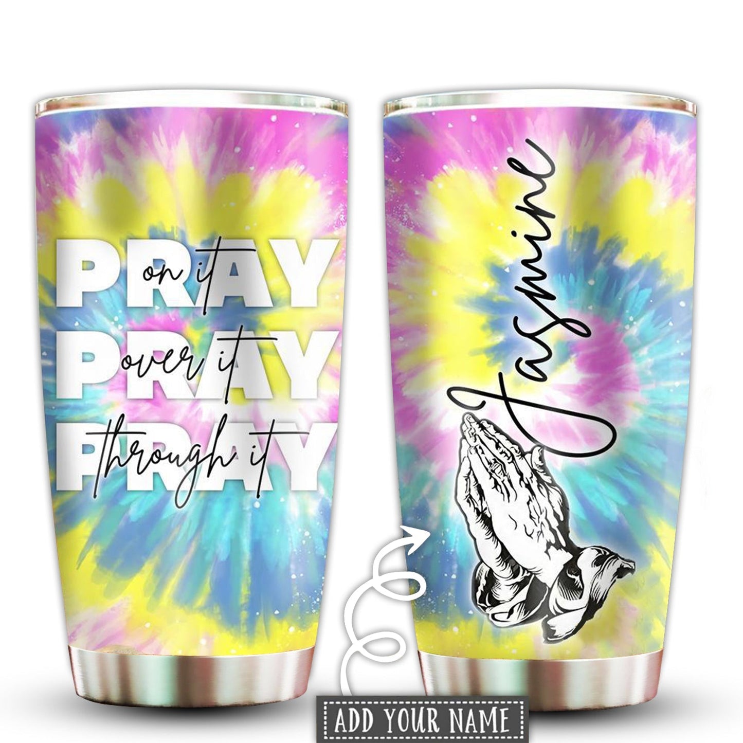Hippie Pray On It Personalized 20 Oz Tumbler For Coffee Travel And Daily Drinks