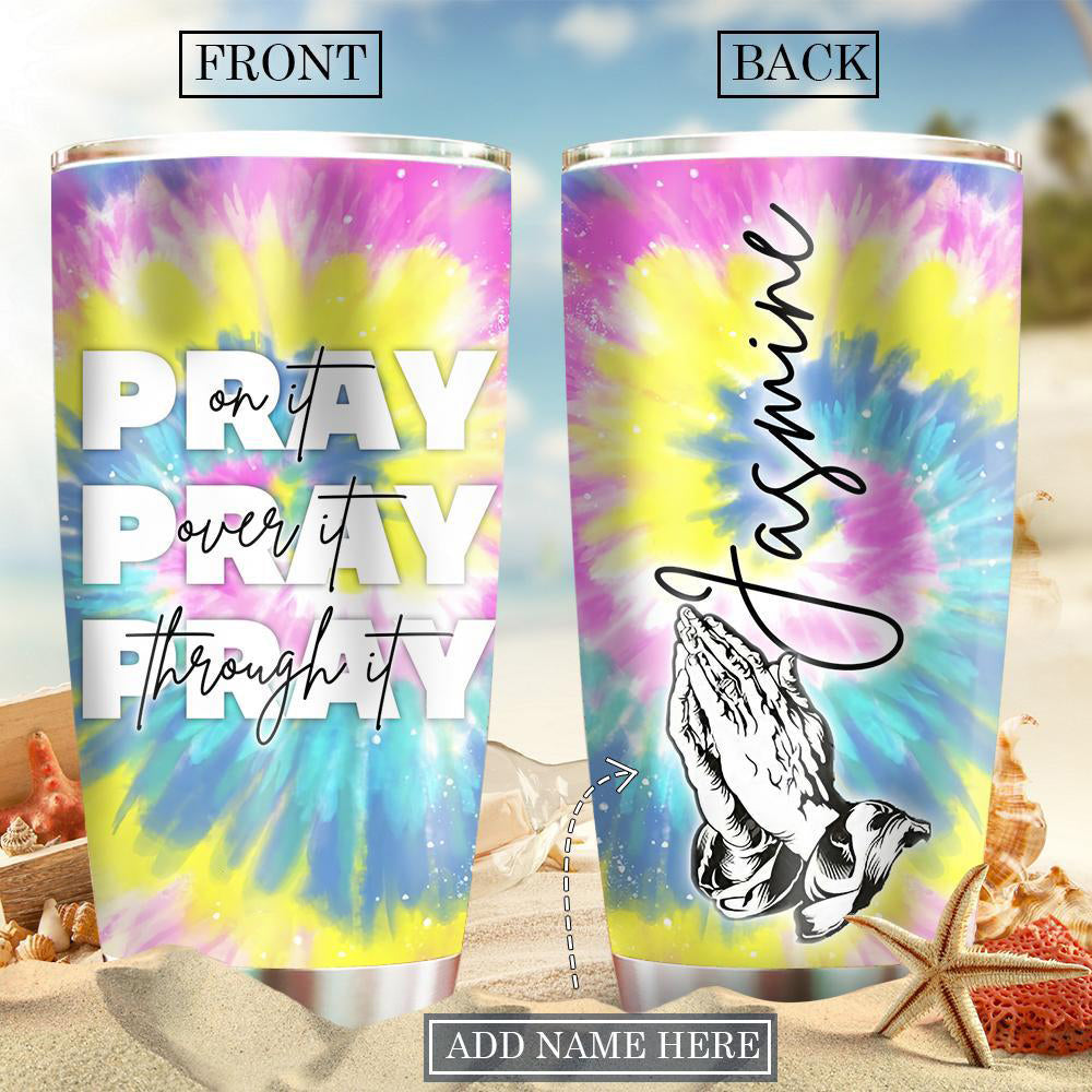 Hippie Pray On It Personalized 20 Oz Tumbler For Coffee Travel And Daily Drinks