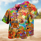 Hippie Pumpkin Colorful Hawaiian Shirt For Summer Gathering, Outdoor Event, And Seasonal Wardrobe