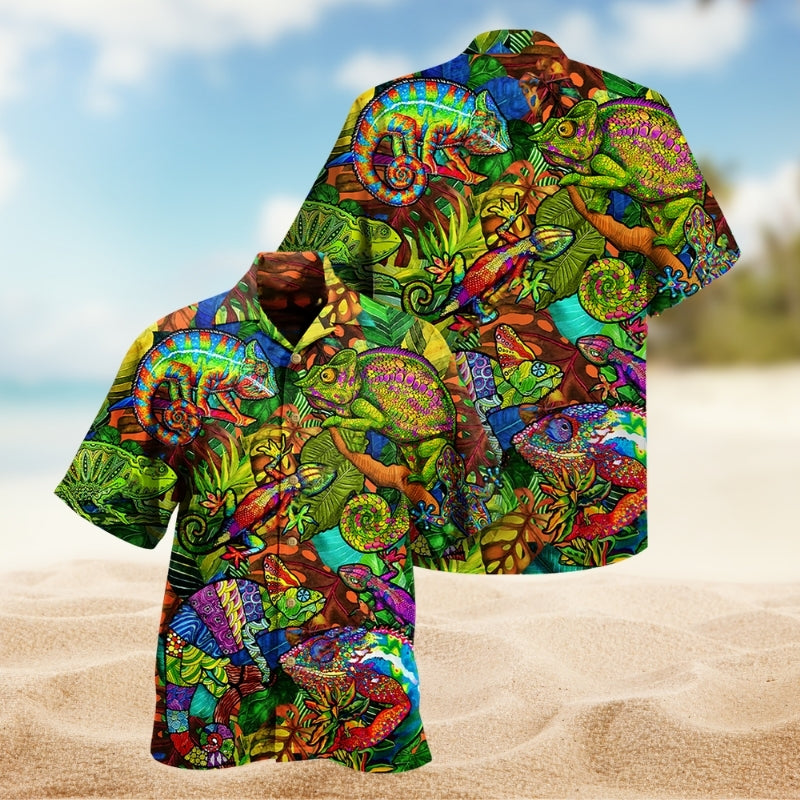Hippie Salamander Hawaiian Shirt For Island Vacations, Resort Wear, And Relaxed Seasonal Style