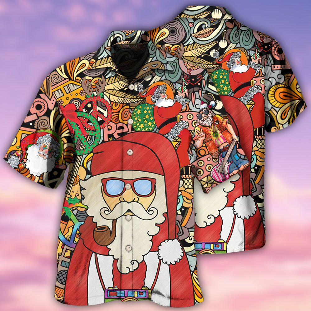 Christmas Hippie Peace Hawaiian Shirt With All Over Print For Coastal Trips Outdoor Events And Relaxed Summer Wear