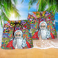 Bohemian Santa Colorful Music Beach Shorts Pattern Detail For Island Trips And Bright Summer Outfits