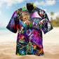 Hippie Creative Pattern Hawaiian Shirt For Summer Vacation, Beach Travel, And Casual Wear