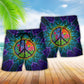 Hippie Peace Symbol Purple Beach Shorts Artwork View For Seaside Trips And Casual Style