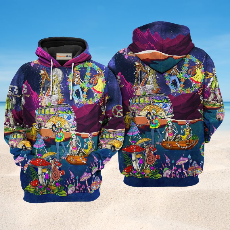 Hippie Skull Couple Hoodie For Free Spirited Travel Casual Wear And Comfortable Layering