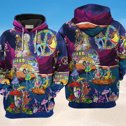 Hippie Skull Couple Love Hoodie For Colorful Streetwear Festivals And Comfortable Daily Wear