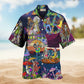 Hippie Skull Dancing Moon Hawaiian Shirt For Mythic Art Lovers, Coastal Outings, And Thoughtful Gift Giving