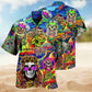 Hippie Skull Colorful Hawaiian Shirt For Summer Gathering And Vacation Outfit