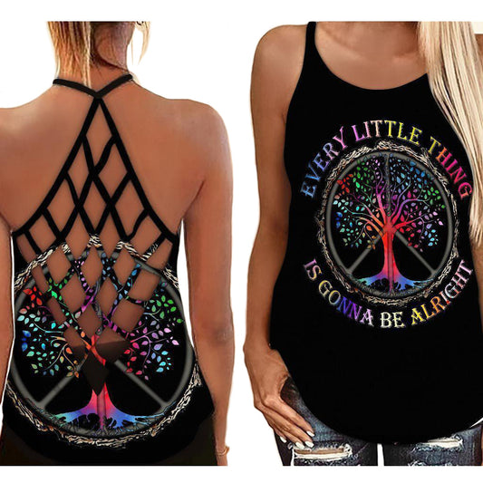 Hippie Soul Peaceful Good Hollow Tank Top For Yoga Workouts And Festival Wear