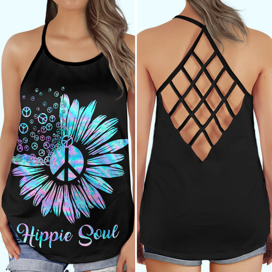 Hippie Sunflower Color Peaceful Hollow Tank Top For Yoga Practice And Summer Outings