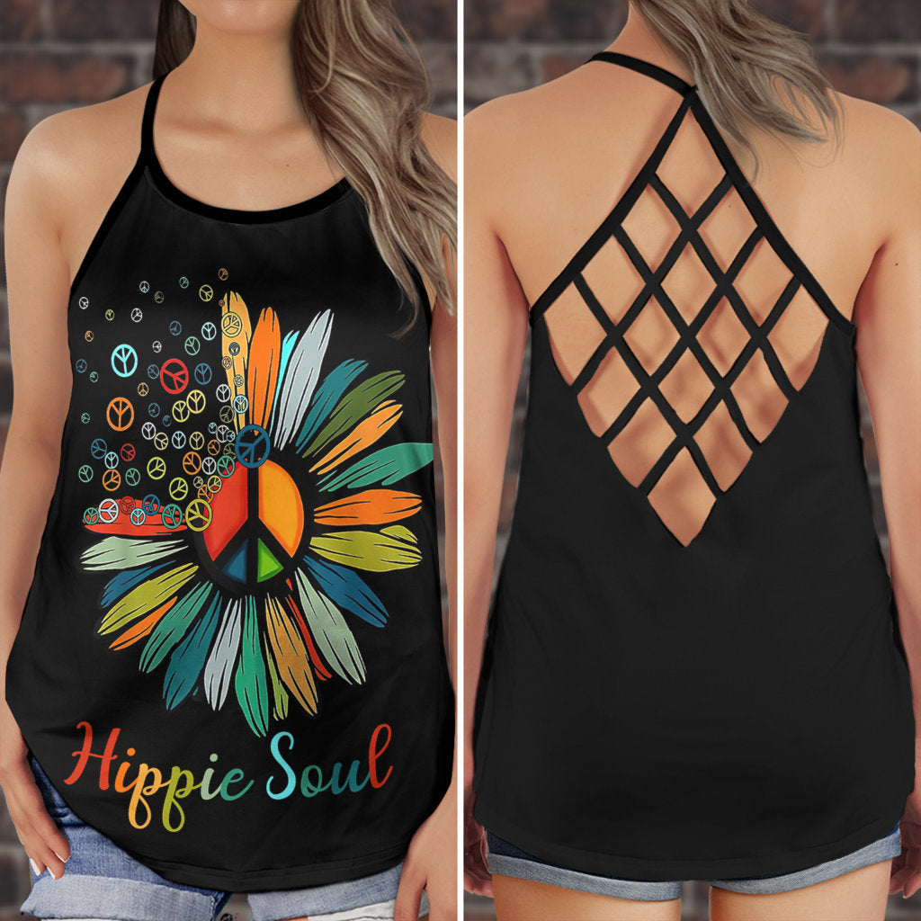 Hippie Soul Color Peaceful Sunflower Hollow Tank Top For Yoga Practice And Summer Outings
