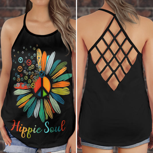 Hippie Soul Color Peaceful Sunflower Hollow Tank Top For Yoga Practice And Summer Outings