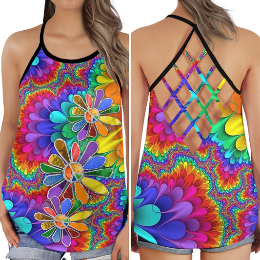 Hippie Soul Positive Energy Hollow Tank Top For Yoga Workouts And Festival Wear