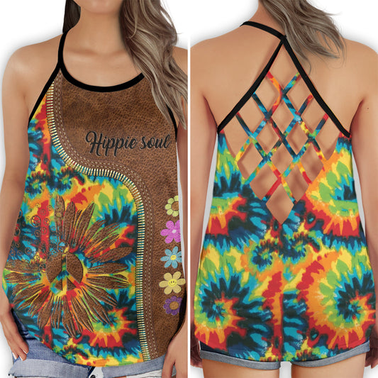 Hippie Soul Peace Unique Bohemian Calm Art Hollow Tank Top For Yoga Workouts And Festival Wear