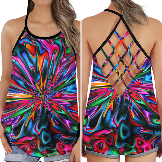 Hippie Soul Peaceful Art Hollow Tank Top For Yoga Workouts And Festival Wear