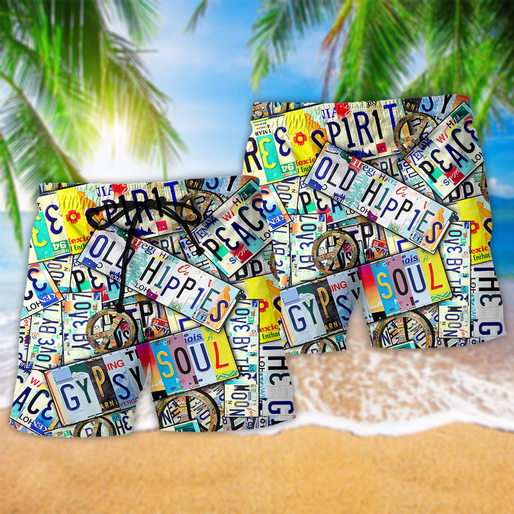 Hippie Old Spirit Peace Beach Shorts Design Detail For Coastal Escapes And Daily Wear