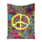 Hippie Colorful Hippie Peace Flannel Blanket For Cozy Bedroom Sofa Decor