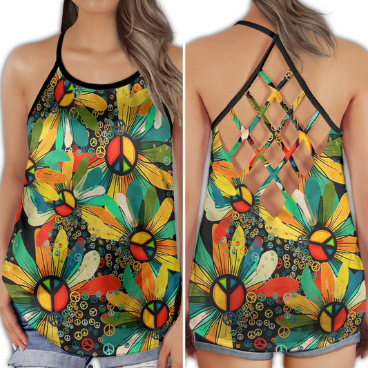 Hippie Summer Flower Leaf Boho Hollow Tank Top For Yoga Practice And Summer Outings