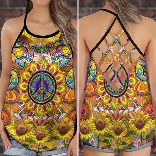 Hippie Summer Bright Boho Hollow Tank Top For Yoga Workouts And Festival Wear