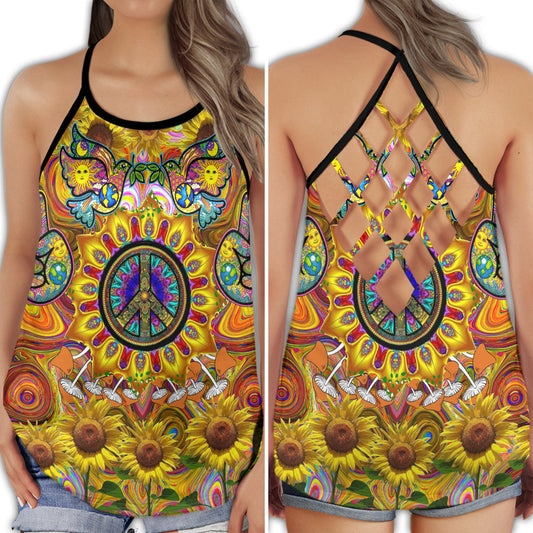 Hippie Summer Yellow Glow Hollow Tank Top For Yoga Workouts And Festival Wear