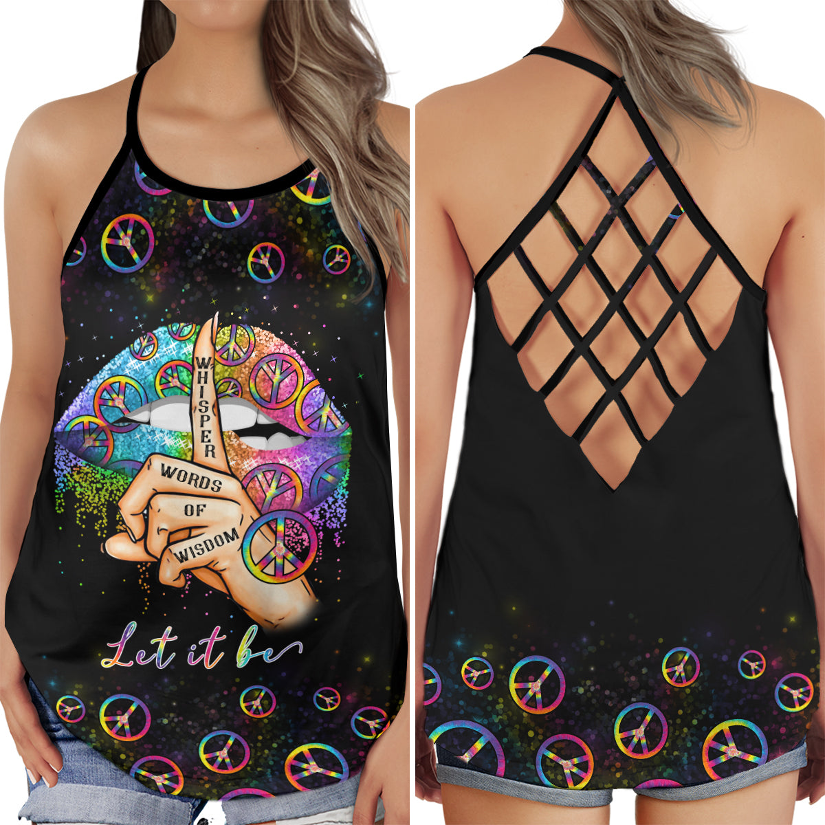 Hippie Love Summer Glow Hollow Tank Top For Yoga Workouts And Festival Wear