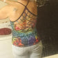 Hippie Rainbow Summer Hollow Tank Top For Yoga Workouts And Festival Wear