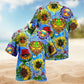 Hippie Sunflower Peace Psychedelic Art Hawaiian Shirt For Relaxed Getaway And Vacation Outfit