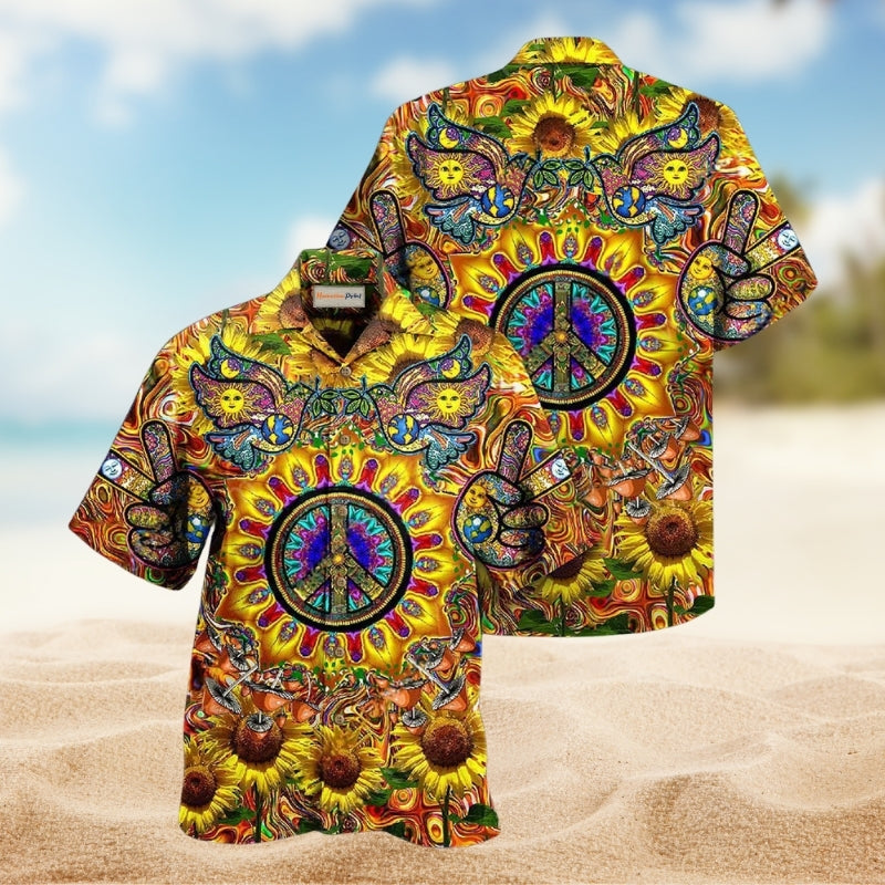 Bohemian Sunflowers Love Sunshine Hawaiian Shirt For Summer Vacation Beach Travel And Relaxed Casual Wear