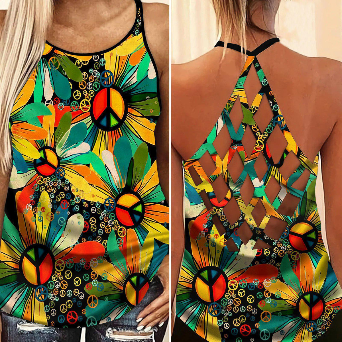 Hippie Summer Hollow Tank Top For Gym Sessions And Casual Outfits