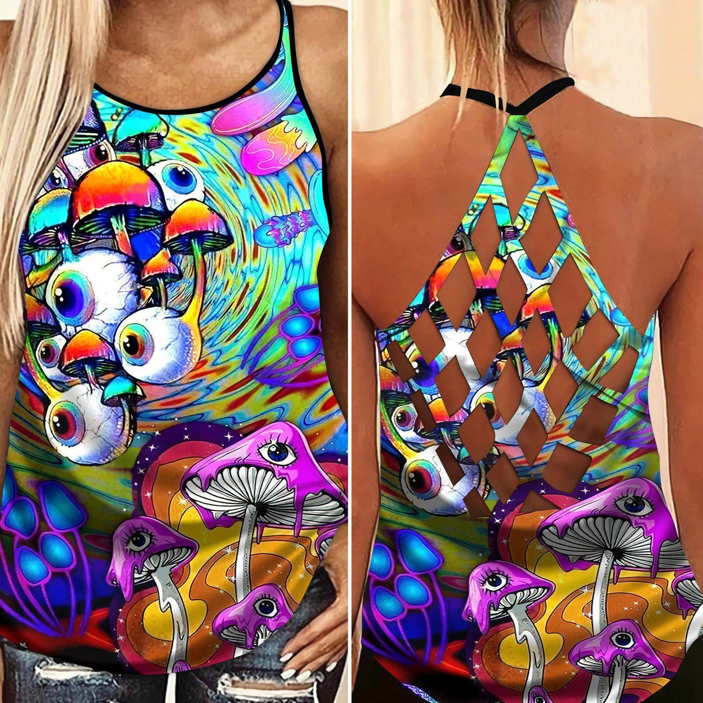 Hippie Summer Hollow Tank Top For Fitness Training And Travel