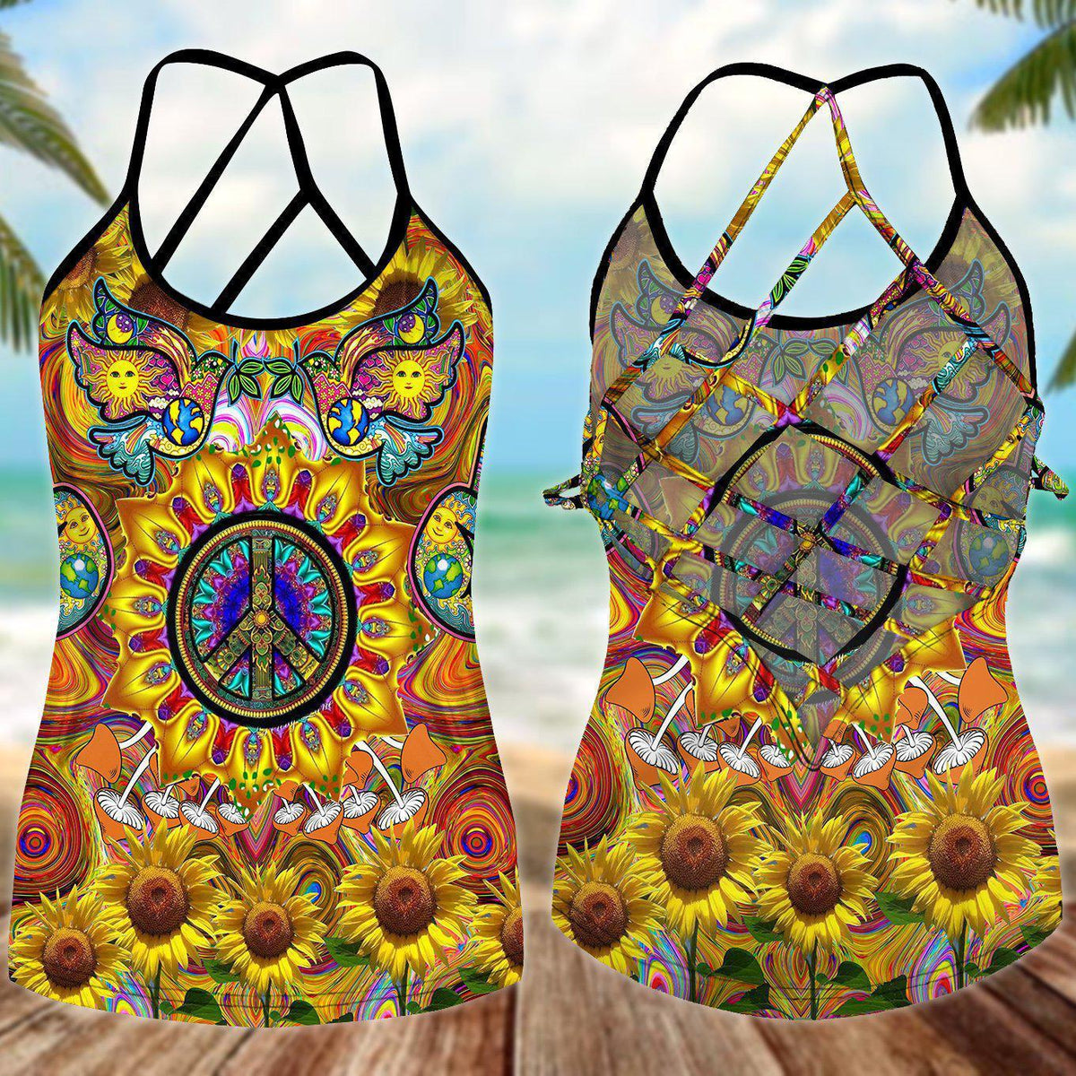 Hippie Summer Hollow Tank Top For Meditation Practice And Festivals