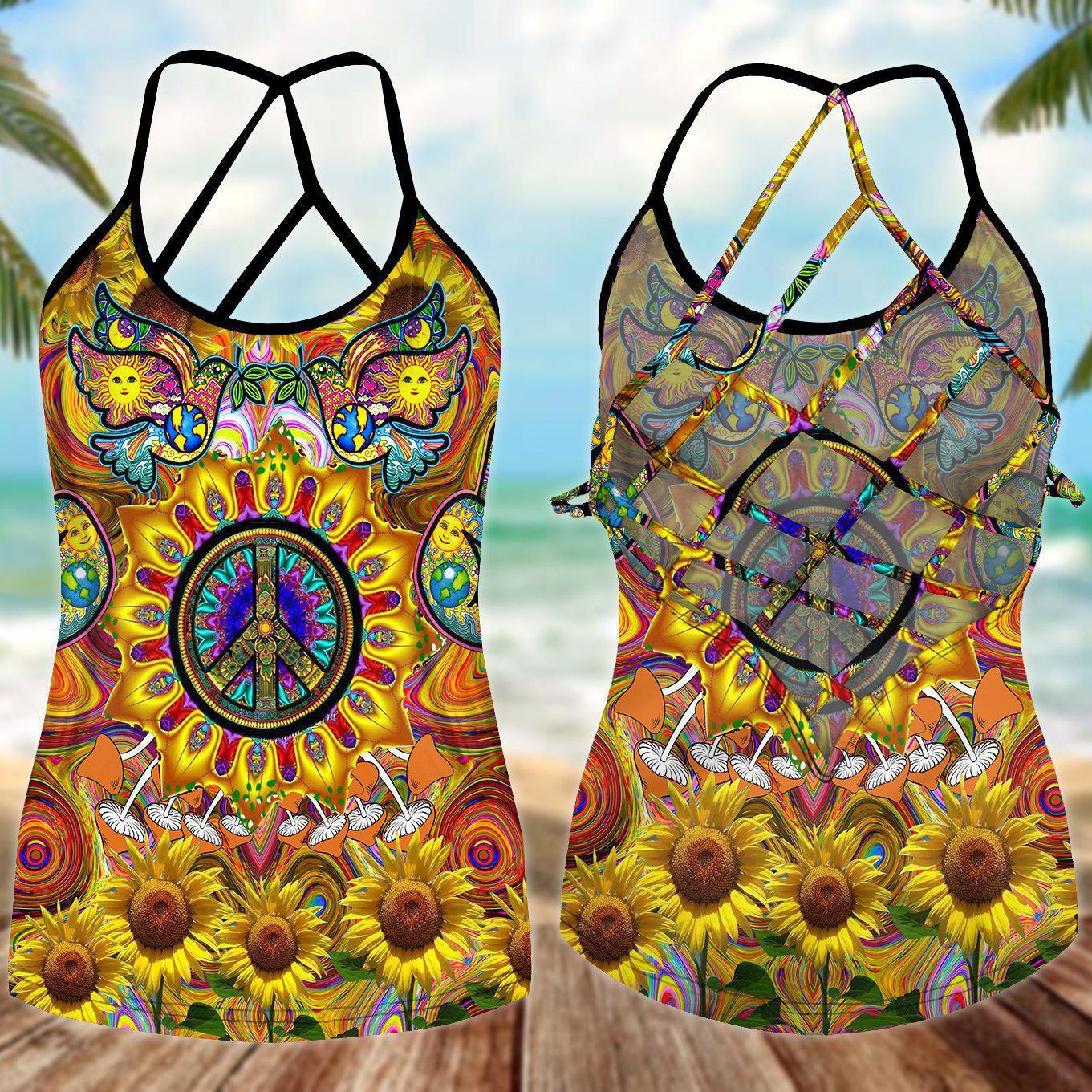 Hippie Summer Hollow Tank Top For Meditation Practice And Festivals