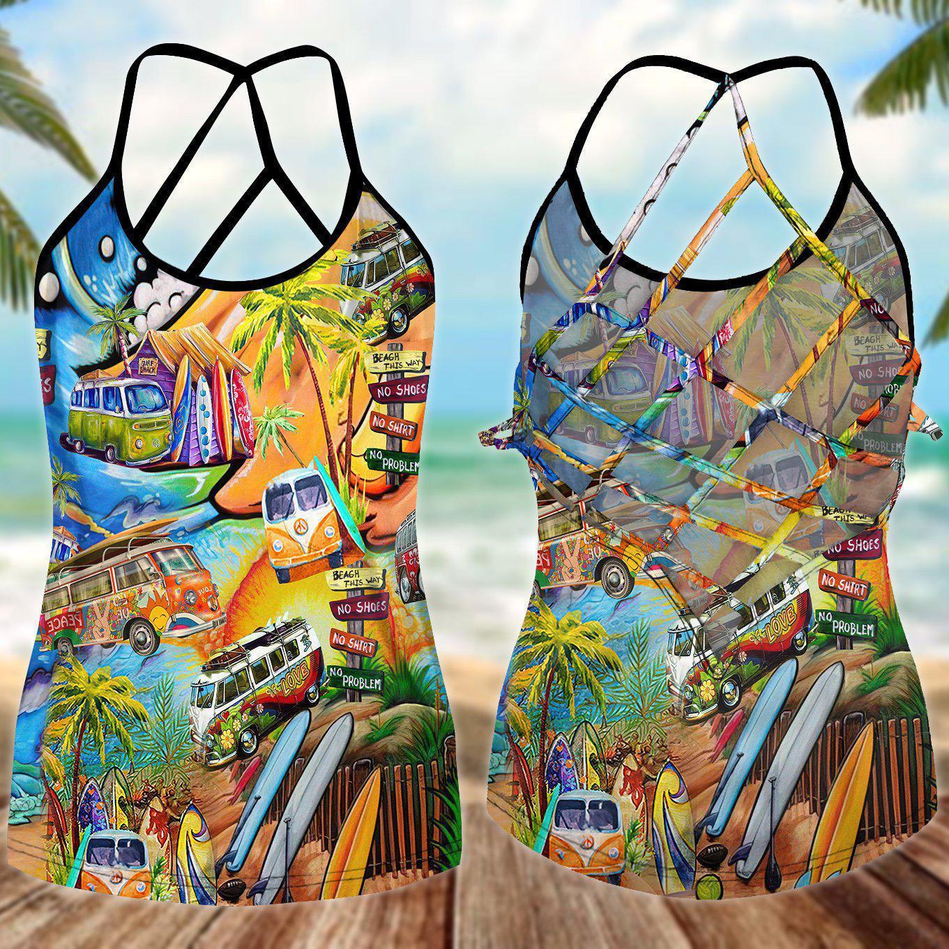 Hippie Summer Hollow Tank Top For Workout Classes And Relaxed Style