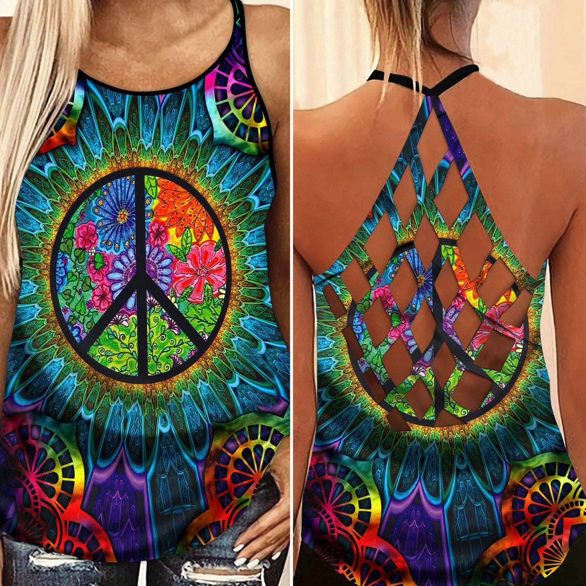 Hippie Summer Hollow Tank Top For Studio Practice And Casual Styling