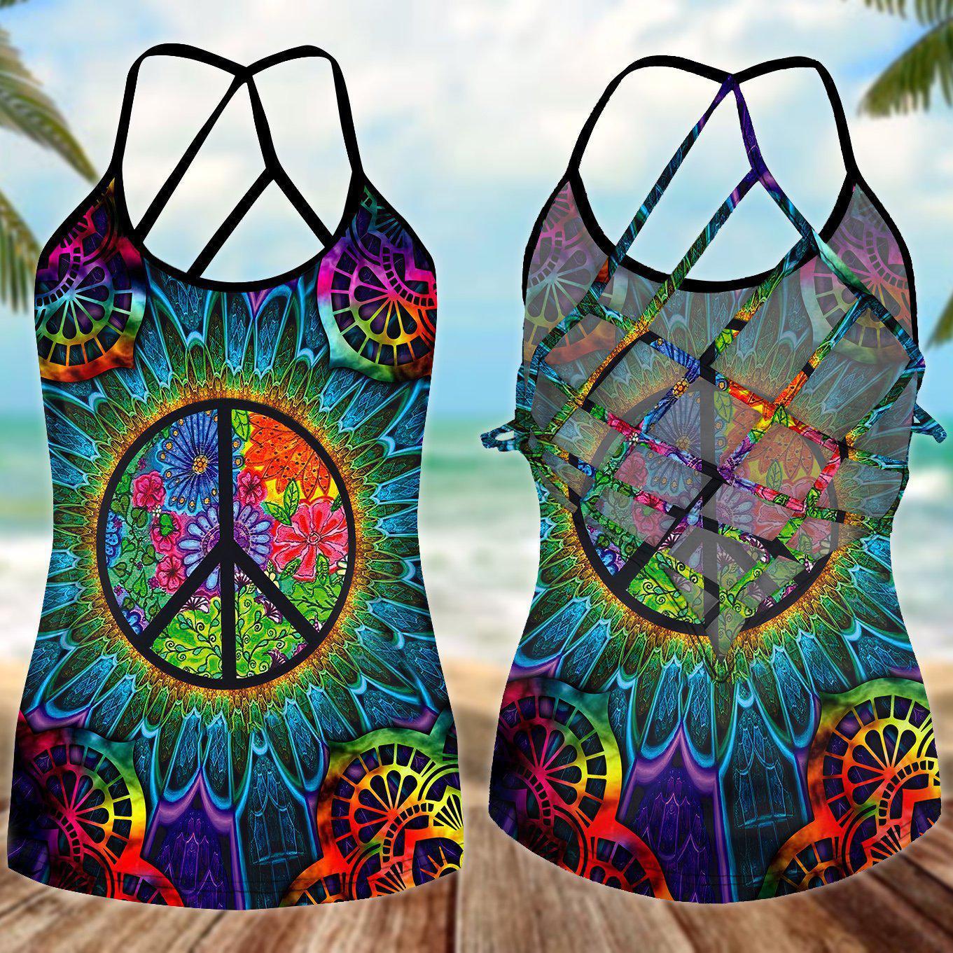 Hippie Summer Hollow Tank Top For Studio Practice And Casual Styling