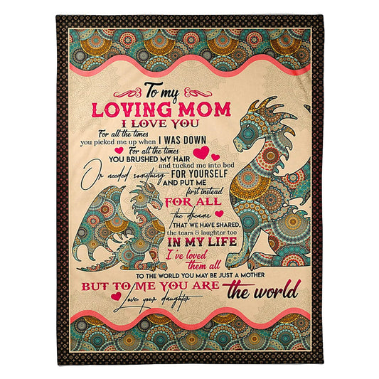 Hippie To My Mom Dragon In My Life Flannel Blanket For Cozy Bedroom Sofa Decor