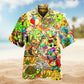 Hippie Turtle Colorful Funny Hawaiian Shirt For Island Getaway, Casual Weekend, And Warm Weather Fashion