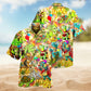 Hippie Turtle Colorful Funny Hawaiian Shirt For Family Vacation, Coastal Adventure, And Casual Wear