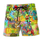 Hippie Peace Colorful Turtle Beach Shorts For Summer Vacations And Laid Back Styling